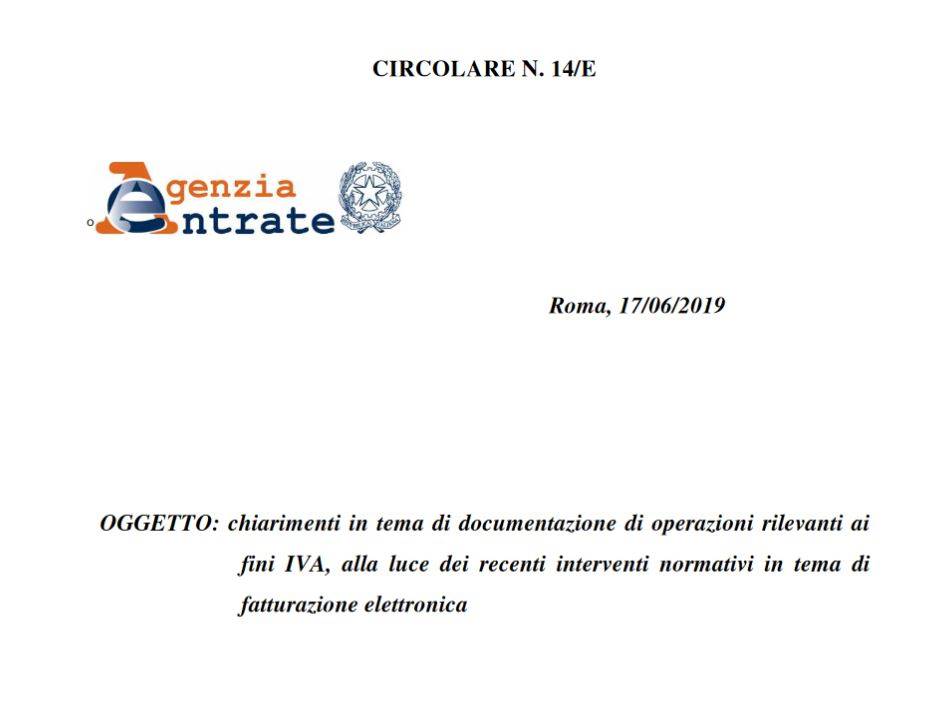 Fattura elettronica e data di effettuazione dell'operazione. Circolare 14/E